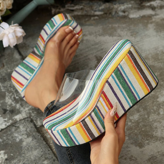 Damen Wedge-Pantoletten mit elegantem Stoffoberteil und komfortablem Fußbett EB