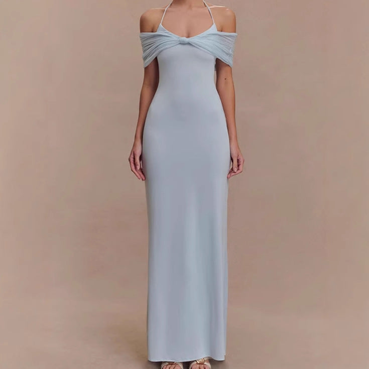Damen Elegantes Maxikleid mit raffiniertem Schulterdesign EB