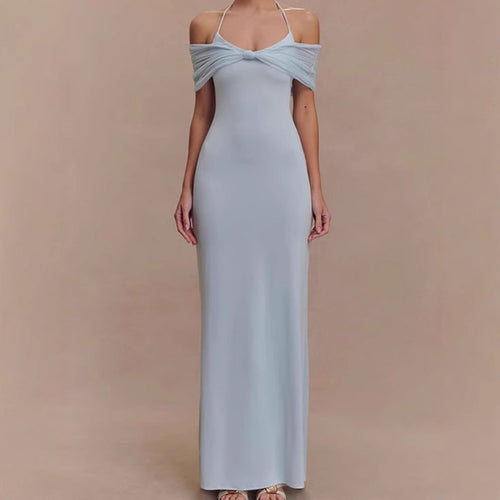 Damen Elegantes Maxikleid mit raffiniertem Schulterdesign EB