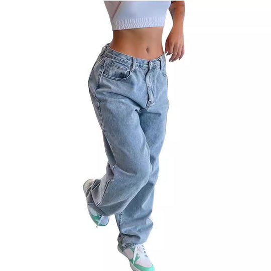 Damen nan relaxed-fit Baggy-Jeans mit hoher Taille und tiefem Schritt EB