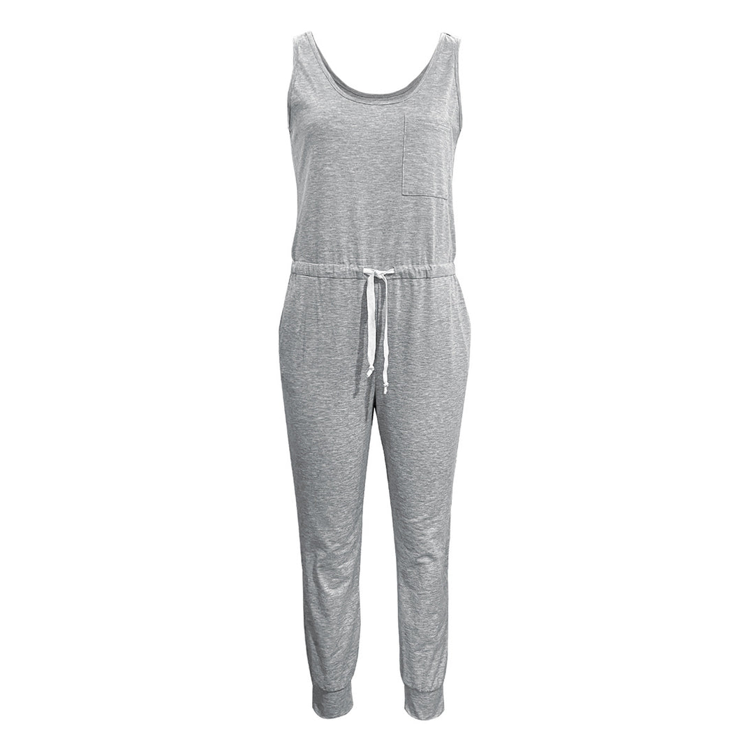 Damen lässiger Overall mit Taschen und Elastischem Taillenzug EB