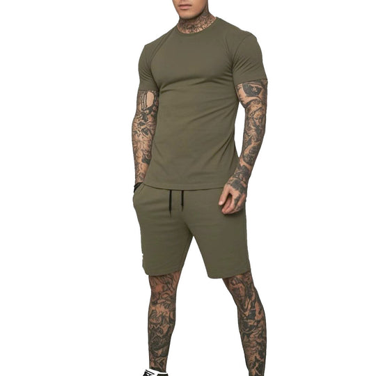 Herren Sportliches Kurzarm- und Shorts-Set mit kontrastierenden Details EB