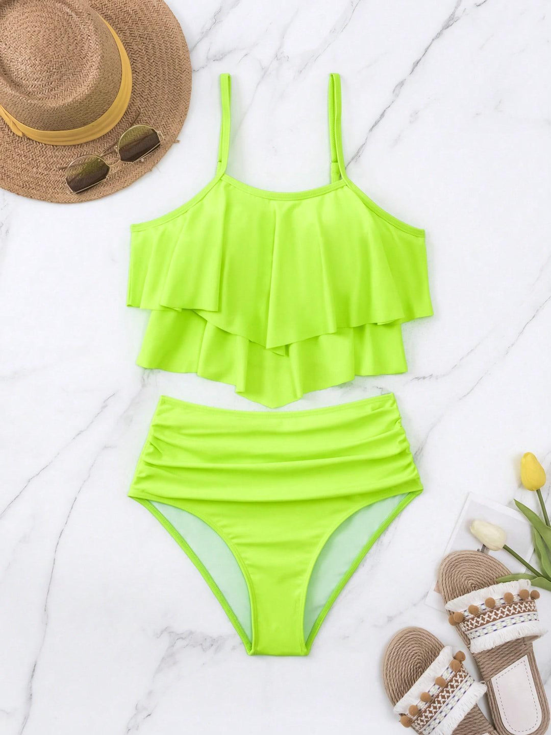 Damen Bikini-Set mit voluminösem Rüschendesign EB