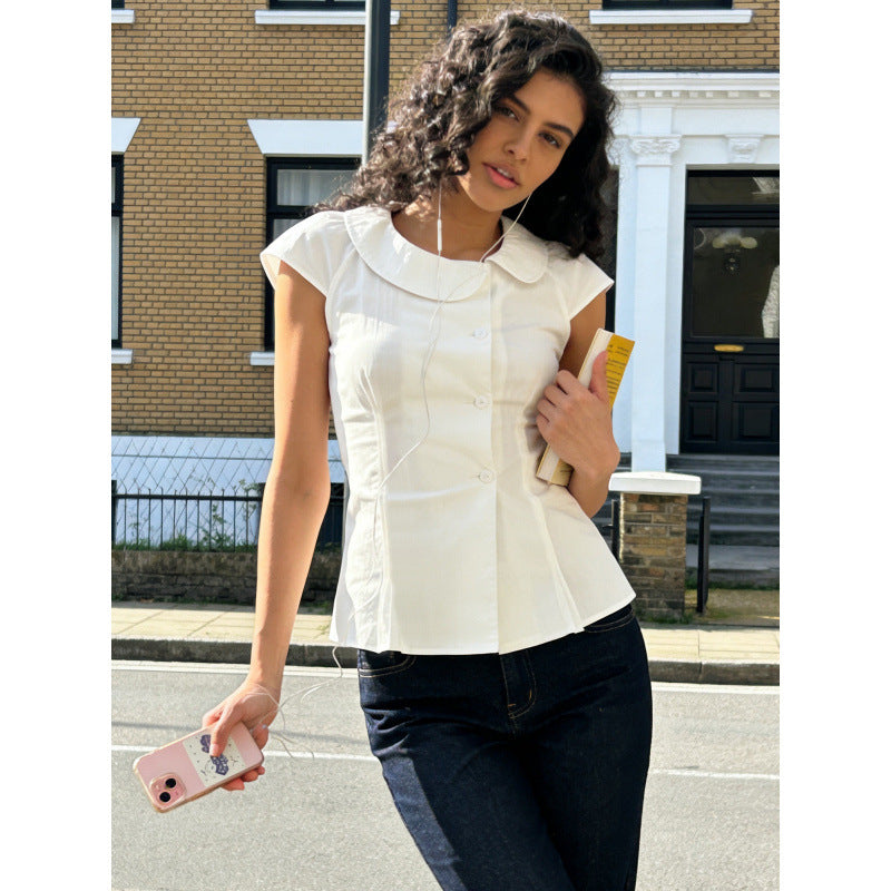 Damen Blusenshirt mit elegantem Kragen und tailliertem Schnitt EB