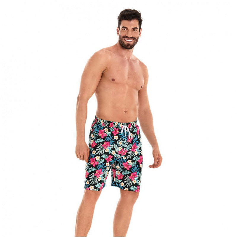 Herren Badeshorts mit floralem Muster und elastischem Bund EB