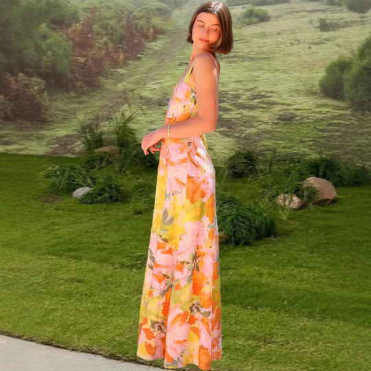 Damen Maxikleid mit floralen Mustern EB