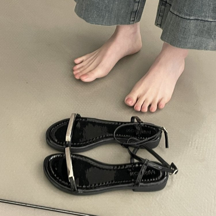 Damen elegante Riemchen-Sandalen mit modischem Glitzerakzent EB