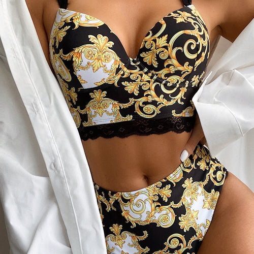 Damen Push-Up Bikini mit verzierten Trägern EB