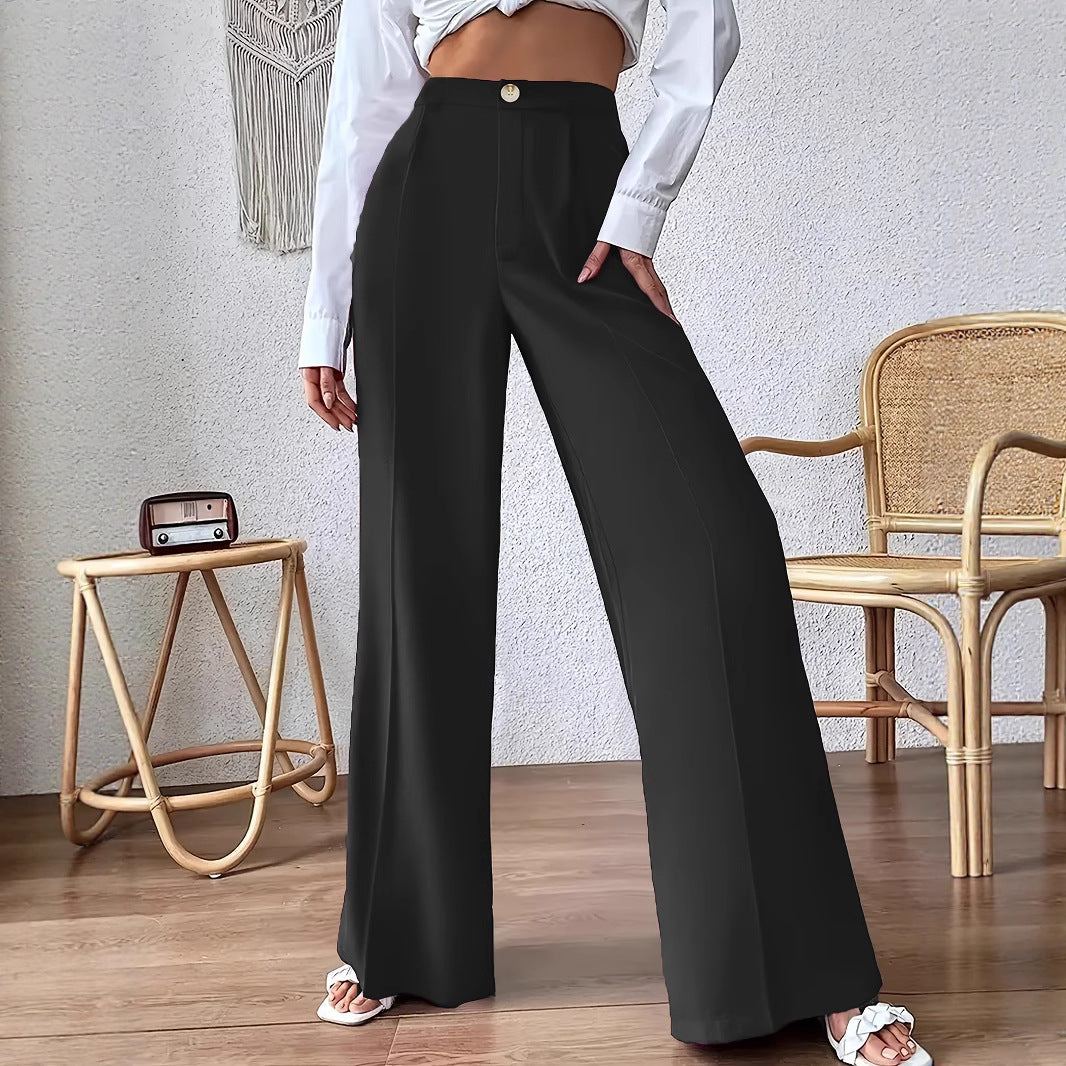 Damen elegante, hoch taillierte Palazzo-Hosen EB