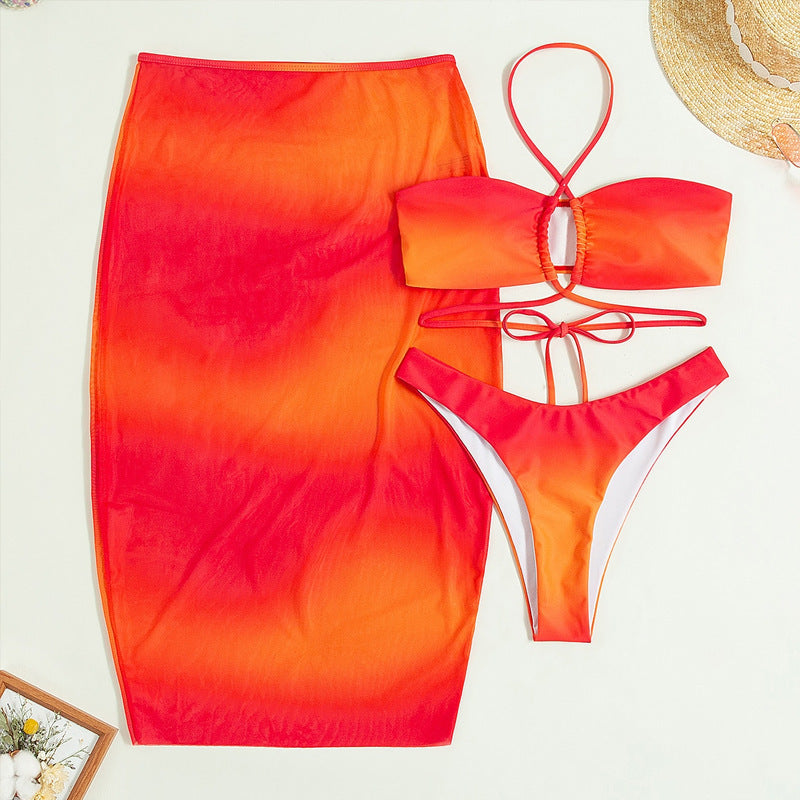 Damen Set mit modischem Bandeau-Oberteil und schulterfreier Maxi-Rock EB