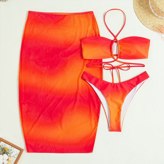Damen Set mit modischem Bandeau-Oberteil und schulterfreier Maxi-Rock EB