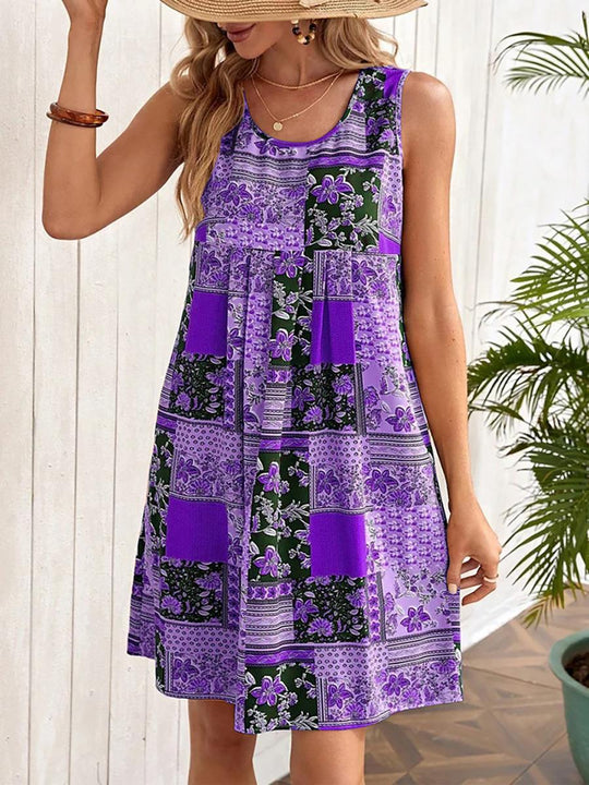 Damen Sommerkleid mit floralem Patchwork-Design EB