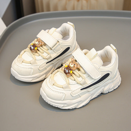 Damen Sportliche Kinder Sneakers mit praktischem Klettverschluss und tierischen Applikationen EB