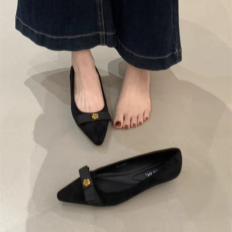 Damen Ballerinas mit elegantem Schleifen-Detail und hochwertigem Veloursleder EB