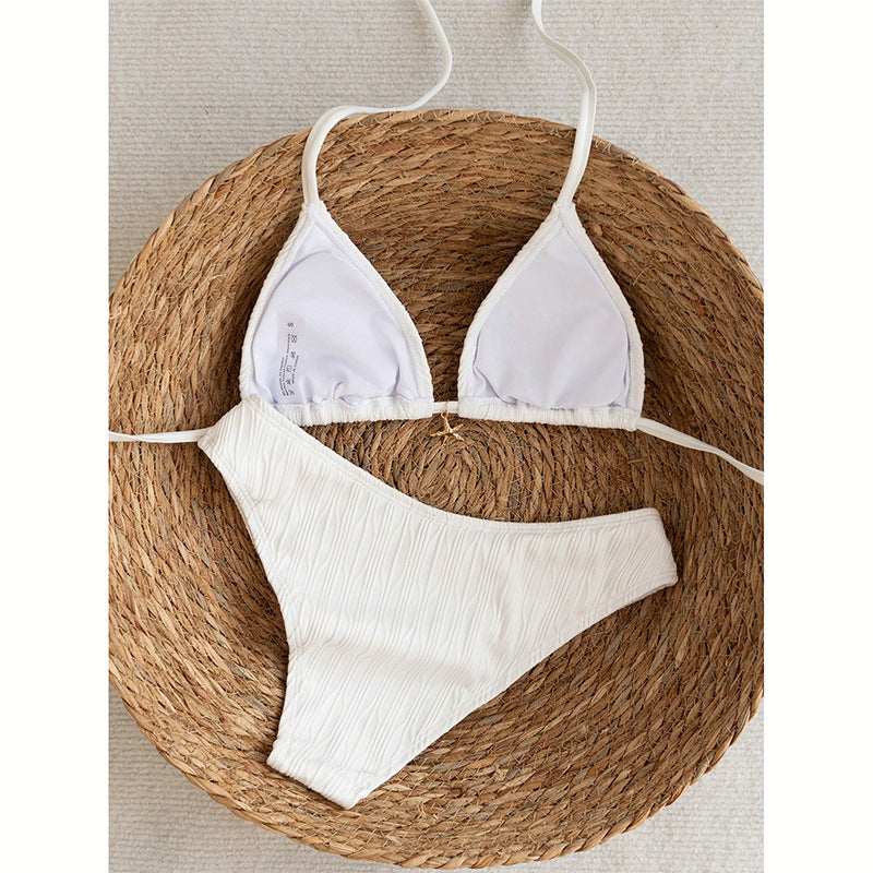 Damen Triangel-Bikini mit strukturierter Oberfläche und verstellbaren Trägern EB