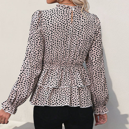 Damen Bluse mit Rüschendetails und eleganter Smocking-Partie EB