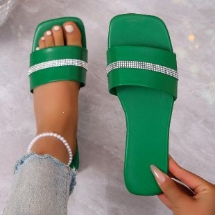 Damen modische Slides mit glitzerndem Riemen EB
