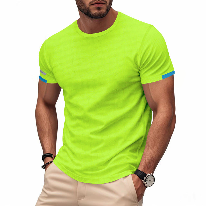 Herren nan athletisches Kurzarm Baumwolljersey T-Shirt mit Rundhalsausschnitt und reflektierenden Ärmeldetails EB