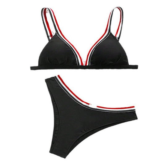Damen Sportlicher Bikini mit modernem V-Ausschnitt EB