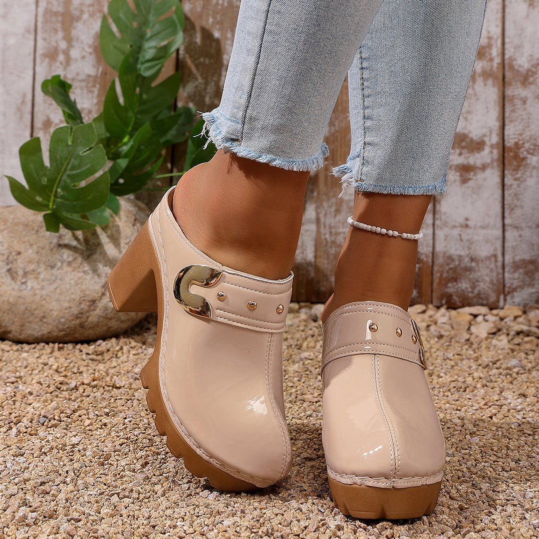 Damen Hochwertige Clogs mit Holzsohle EB