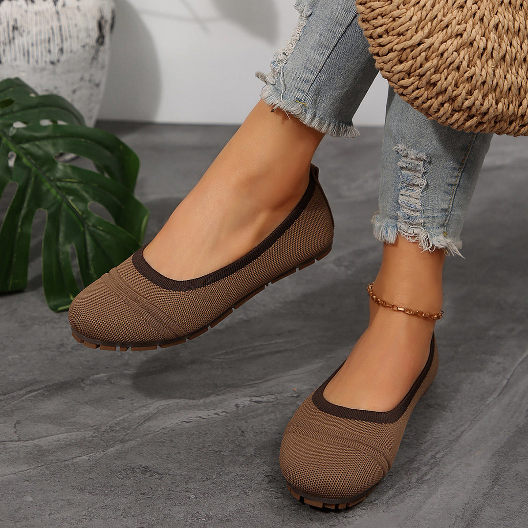 Damen Bequeme und atmungsaktive Ballerinas mit elastischem Einsatz EB