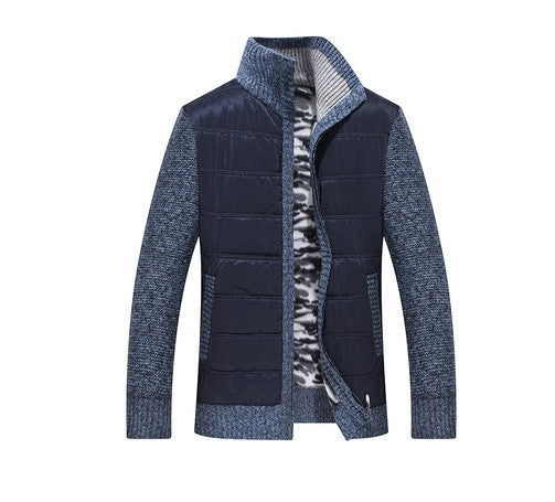 Herren modische Steppjacke mit Strickdetails und hohem Kragen EB