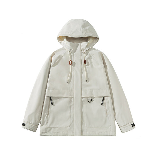 Damen technische Outdoor-Jacke mit verstellbarer Kapuze und großen Taschen EB