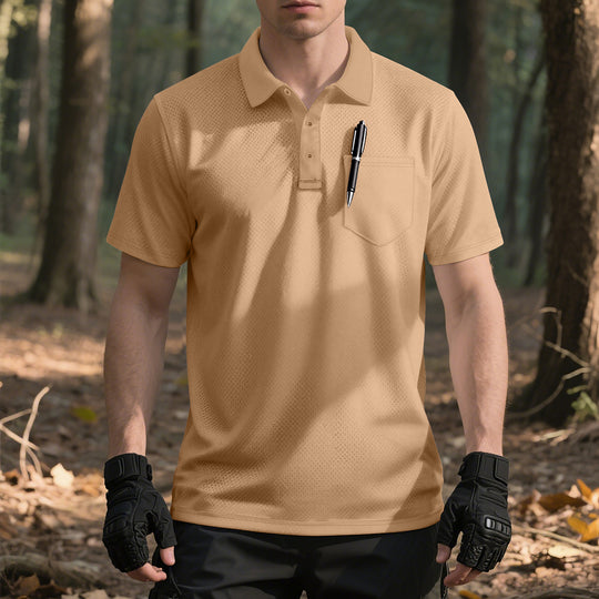 Herren Polo-Shirt mit atmungsaktivem Mesh-Gewebe und praktischer Brusttasche EB