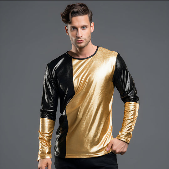Herren Modisches Metallic Langarmshirt mit eleganten Kontrasten EB