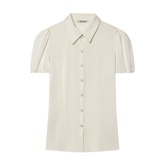 Damenbluse mit kurzen Puffärmeln und eleganter Knopfleiste EB