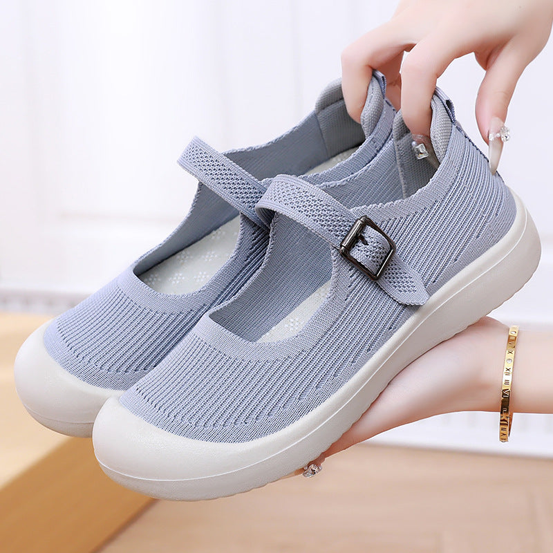 Damen Komfortable Ballerinas mit verstellbarem Riemen EB