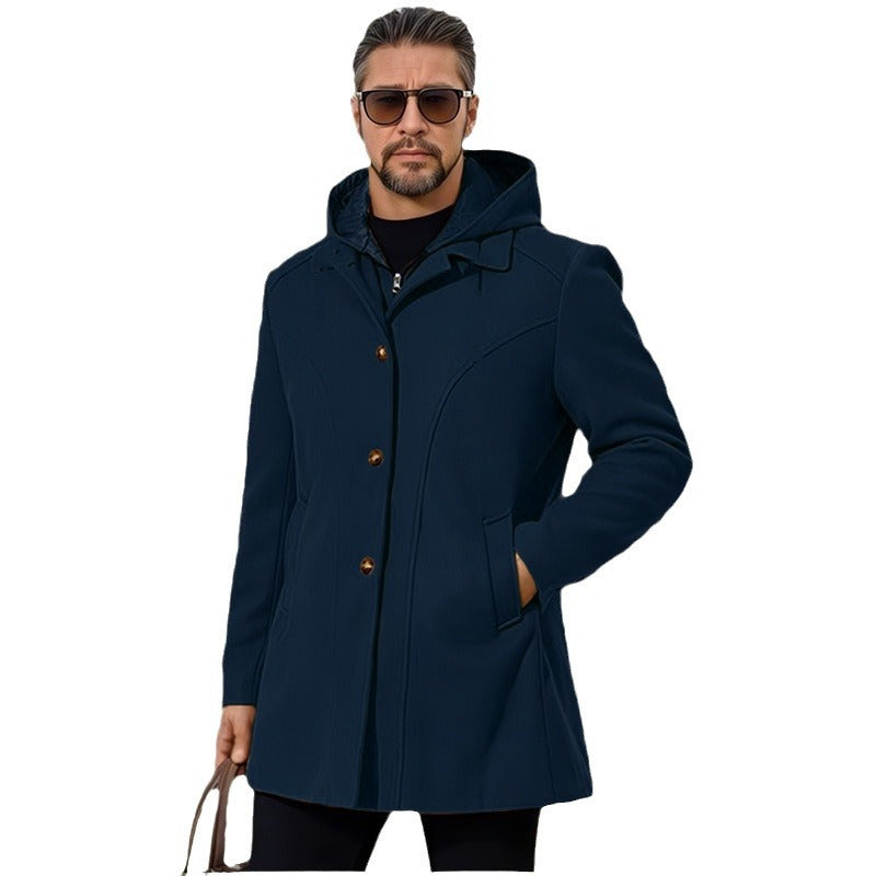 Herren elegante Übergangsjacke mit Kapuze und ausgestellten Abnähern EB