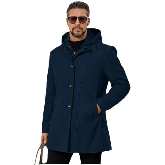 Herren elegante Übergangsjacke mit Kapuze und ausgestellten Abnähern EB