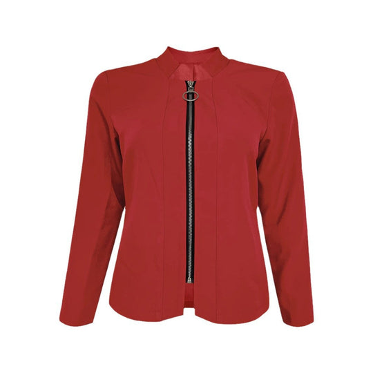 Damen Moderne Blazerjacke mit Asymmetrischem Reißverschluss und Figurbetontem Schnitt EB