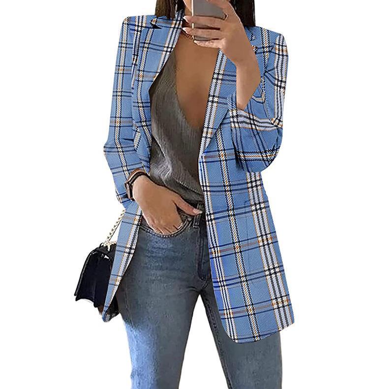 Damen Karierter Blazer mit modernem Schnitt und lässigen Details EB