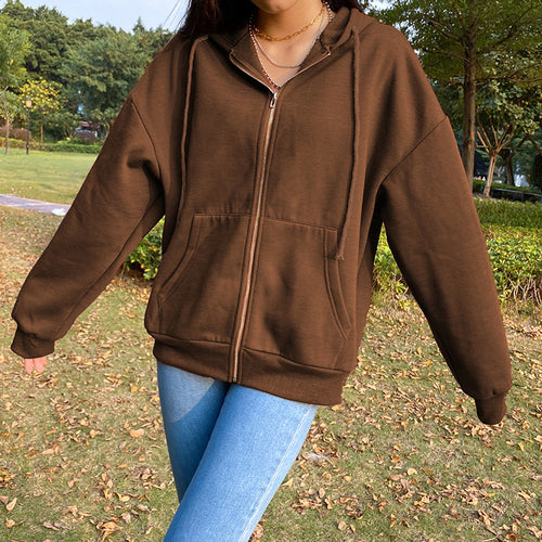 Damen Freizeit Übergroße Zip-Up Hoodie EB