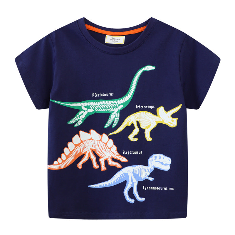 Jungen T-Shirt mit Dinosaurier-Skelett-Motiv EB