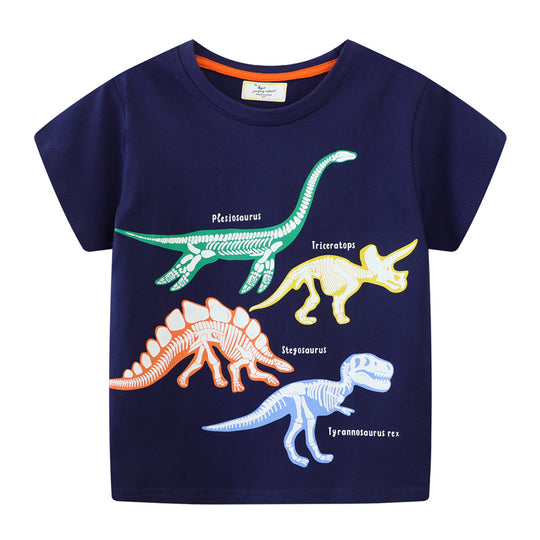 Jungen T-Shirt mit Dinosaurier-Skelett-Motiv EB