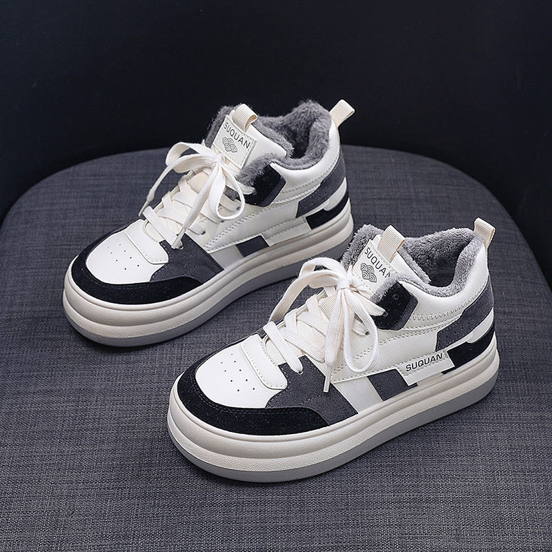 Damen modische Chunky Sneakers mit kuscheligem Innenfutter und strapazierfähigem Obermaterial EB