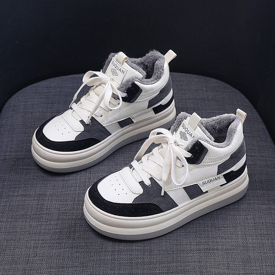 Damen modische Chunky Sneakers mit kuscheligem Innenfutter und strapazierfähigem Obermaterial EB