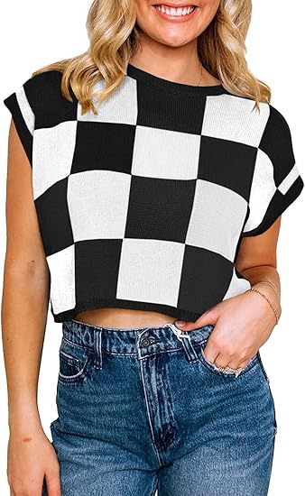 Damen modisches gestreiftes Cropped Top mit Boxy-Schnitt und luftiger Textur EB