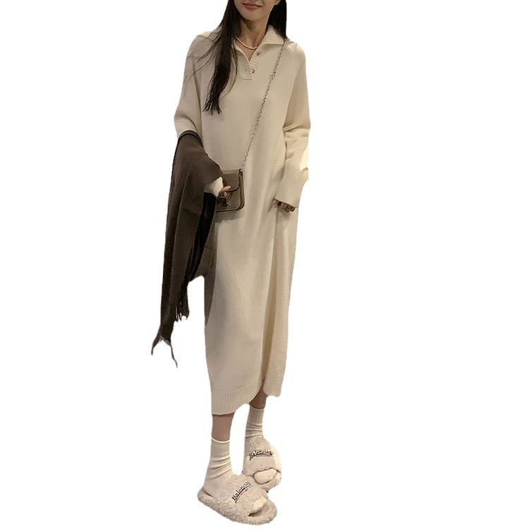 Damen Modischer Strickmantel mit Knopfdetails und elegantem Kragen EB
