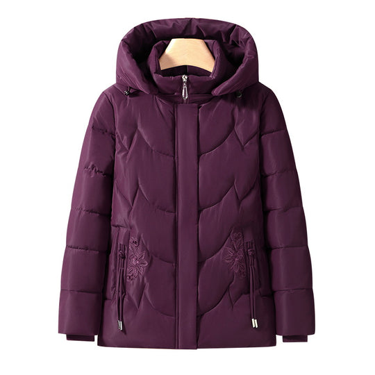 Damen nan gesteppte Thermo-Outdoorjacke mit ergonomischer Kapuze und floraler Taschenstickerei EB