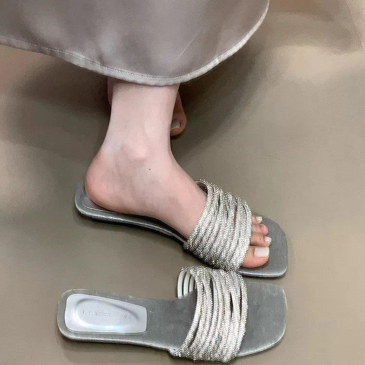 Damen Glamouröse Riemchen-Sandalen mit funkelnden Akzenten EB