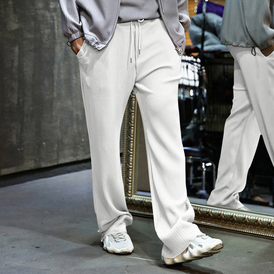 Herren nan locker geschnittene Plissee-Hose mit Tunnelzug und weitem Bein EB
