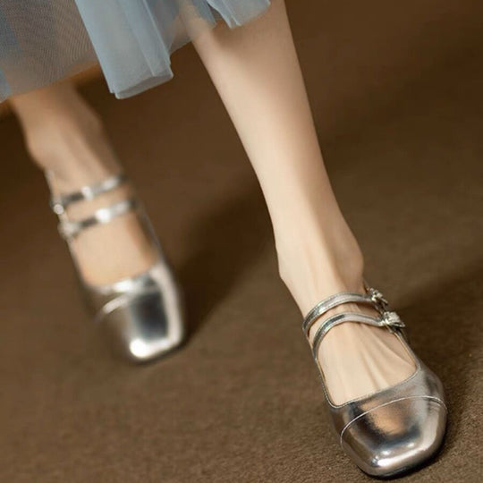 Damen Ballerina-Schuhe mit doppelt verstellbarem Riemchen und bequemer Sohle EB