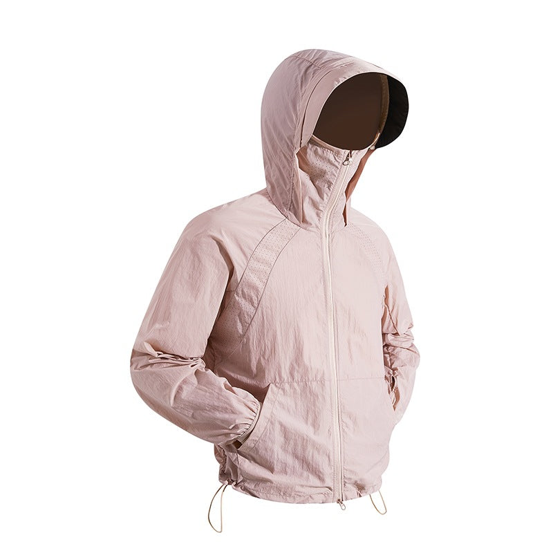 Unisex nan leichte wind- und wasserabweisende Kapuzenjacke mit verstellbarem Saum und Packsack EB