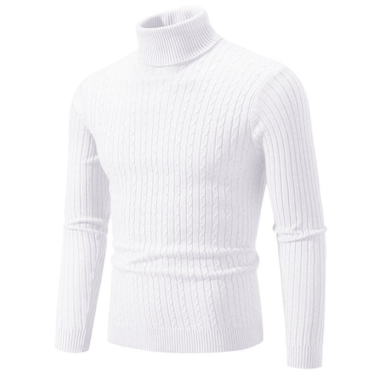 Herren nan Rollkragenpullover mit Zopfstrick und schlanker Passform EB