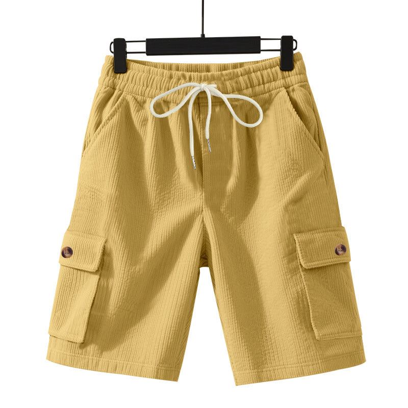 Herren nan Cord-Cargo-Shorts mit elastischem Tunnelzugbund, aufgesetzten Cargotaschen und weichem Baumwollmix EB