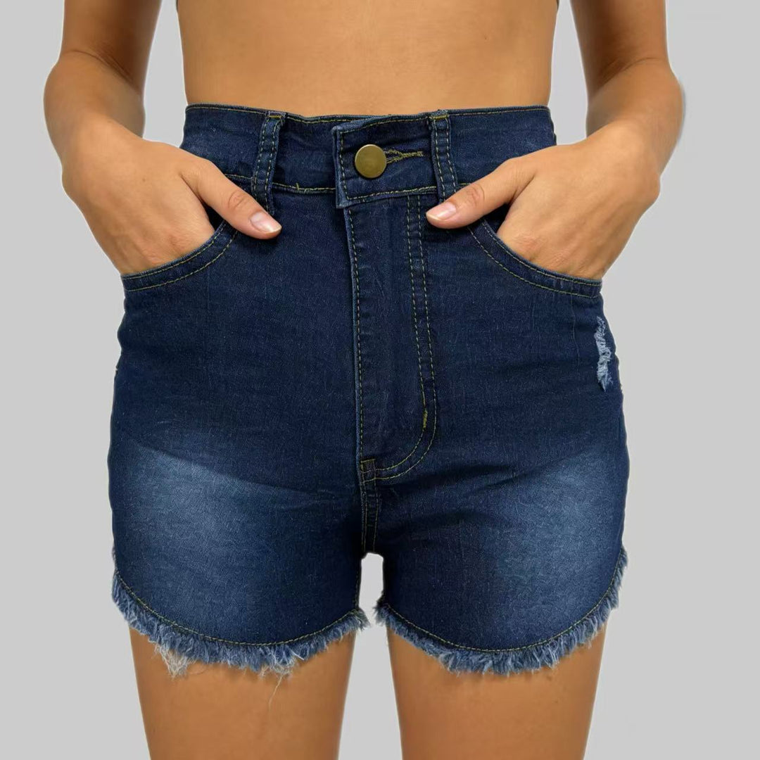 Damen Hochgeschnittene Denim-Shorts im angesagten Fransen-Look EB